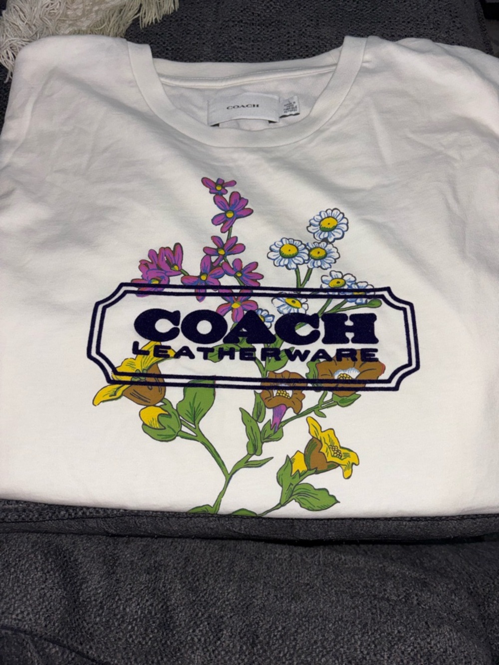 Women’s White Tee with Colorful Floral Graphic